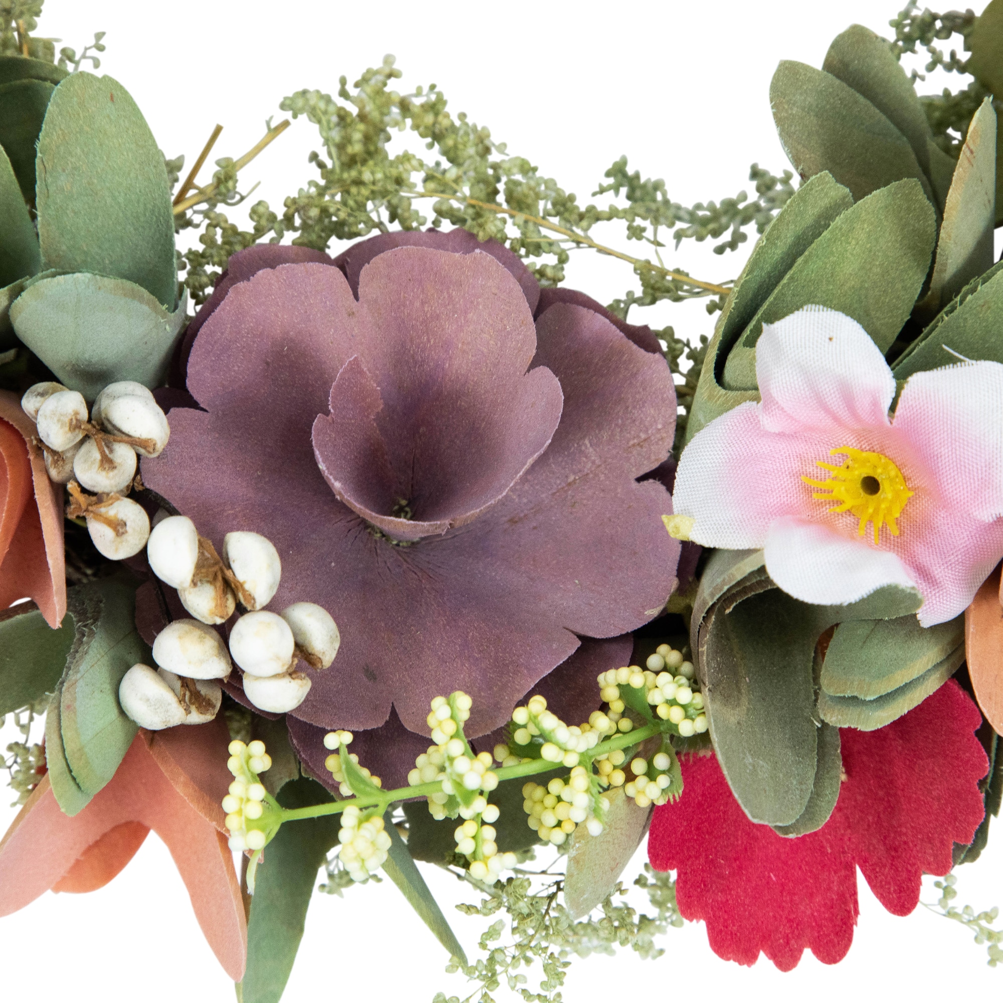 10" Rose & Pansy Artificial Wooden Spring Wreath